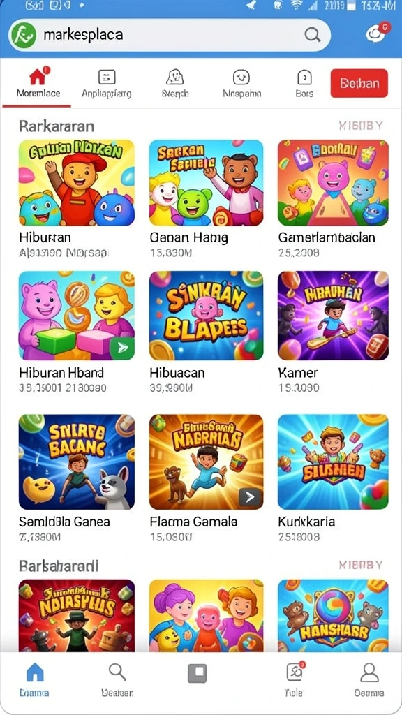 Screenshoot 1 menunjukkan tampilan slot yang colorfull.