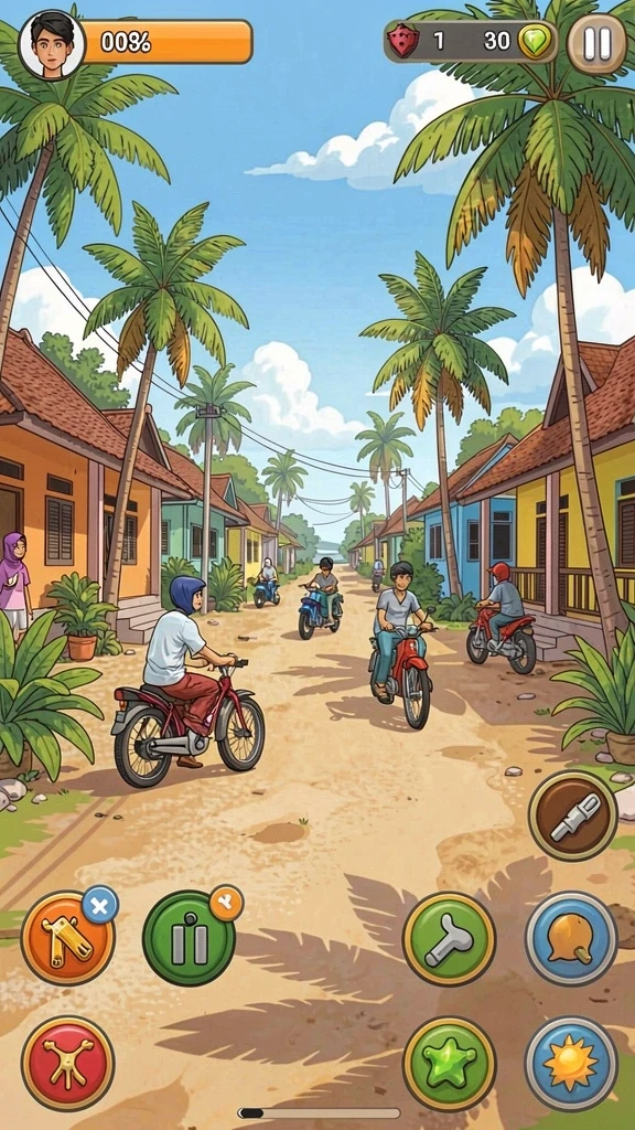 Tampilan karakter yang bisa dipilih dengan berbagai senjata.