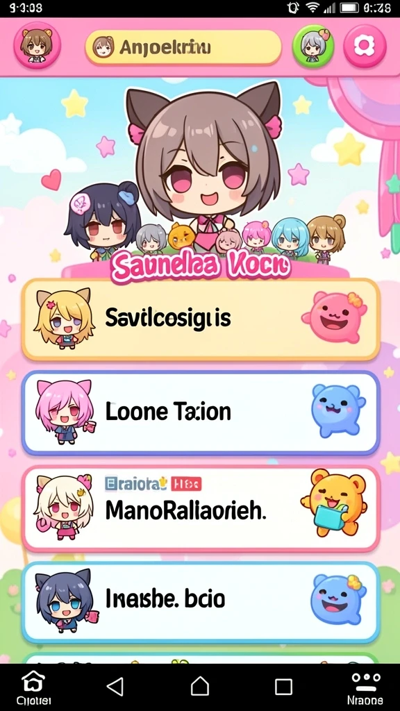 Tampilan awal yang menawan dengan karakter lucu.