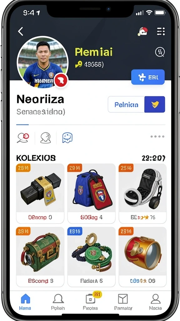 Layar hadiah yang menampilkan hadiah yang bisa dimenangkan.