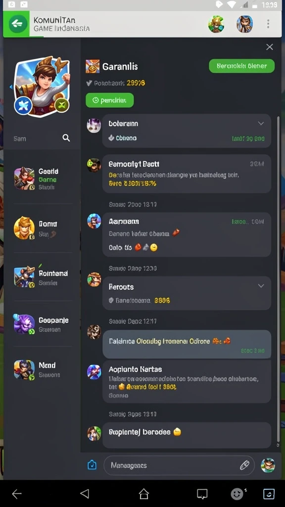 Fitur chat yang memungkinkan interaksi antar pemain.